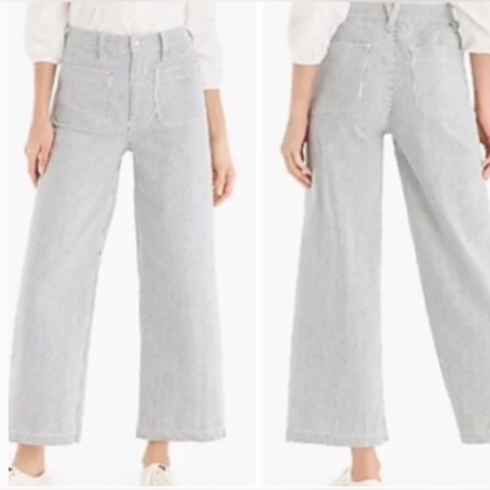 J. Crew striped patch pocket wide leg cropped pants with Classic Design